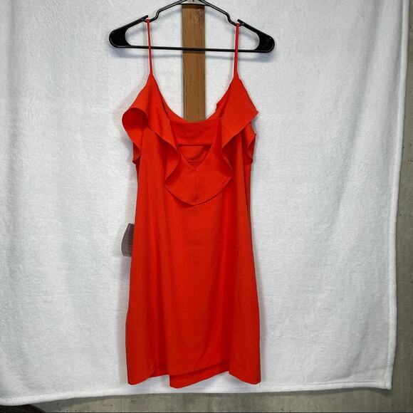 Felicity & Coco Isabella Sleeveless Ruffle V Neck Dress in Fire Coral Size M‎ - Picture 6 of 10